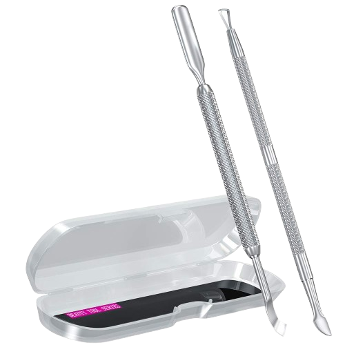 2PCS Metal Silver Cuticle Pusher and Scraper