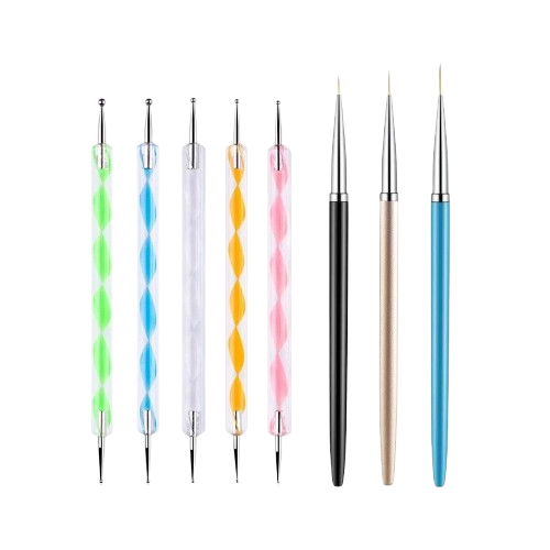 5PCS Dotting Pens with 3 PCS Nail Painting Brushes